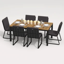 Обеденная группа TELLA GIRA  каркас карбон / стол тик 180 / ткань антрацит