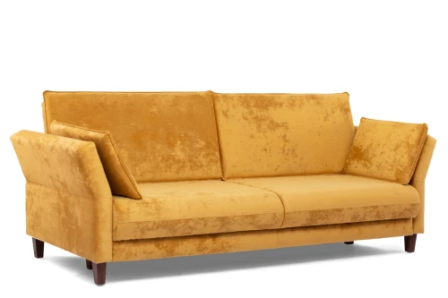 Диван прямой, книжка "Пекин", велюр желтый, 125, ППУ