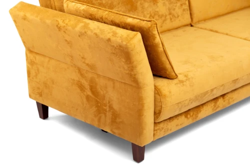 Диван прямой, книжка "Пекин", велюр желтый, 125, ППУ