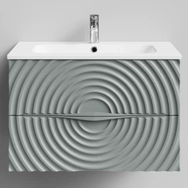 Тумба Эйфория 80 F1, пример RAL 7005 Мышино-серый, матовая, 2 ящика, подвесной Vodok с раковиной в комплекте