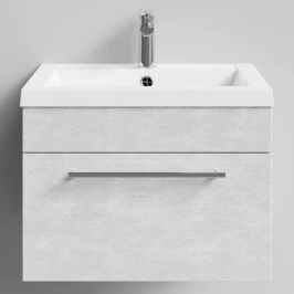 Тумба Элис 58 подвесной, 1 ящик, Белый камень ПВХ 57805 Vodok с раковиной в комплекте