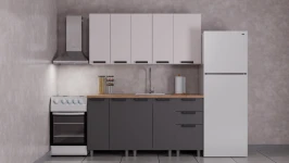 Готовый кухонный гарнитур ГК Аленушка 1,6м  Лаванда Кашемир/Сталь,скоба черный,сонома