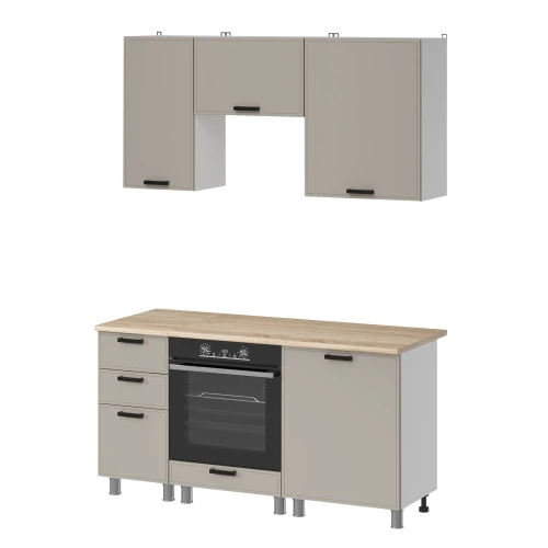 Готовый кухонный гарнитур МК Аленушка 1,6м в.7 Магнолия Керамика,скоба черный,сонома