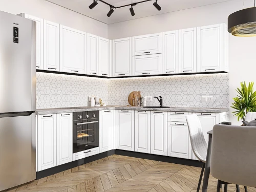 Угловая модульная кухня Дублин-02 Special White Graphite 2140*2200/2400*600