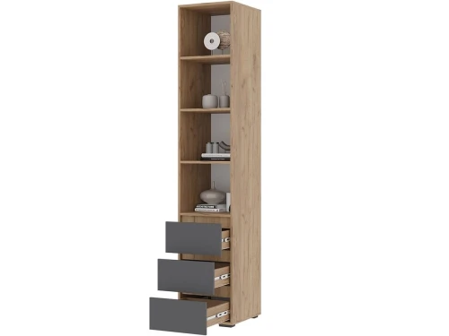 Шкаф-пенал открытый «Хелен» ПН-02, графит/дуб крафт золотой