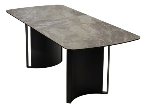 Стол RASMUS 160 KL-80 Серый мрамор, итальянская керамика / черный каркас, ®DISAUR