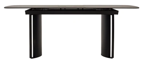 Стол RASMUS 160 KL-80 Серый мрамор, итальянская керамика / черный каркас, ®DISAUR
