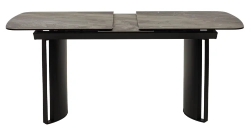 Стол RASMUS 160 KL-80 Серый мрамор, итальянская керамика / черный каркас, ®DISAUR