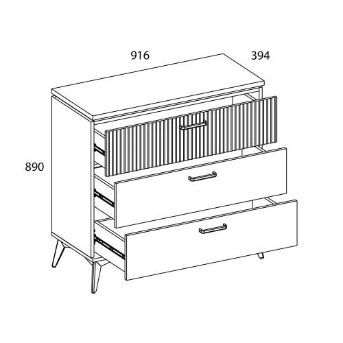 VINATI, Комод 3S. Цвет ПЕРСИДСКИЙ ЖЕМЧУГ/ АМАРОК