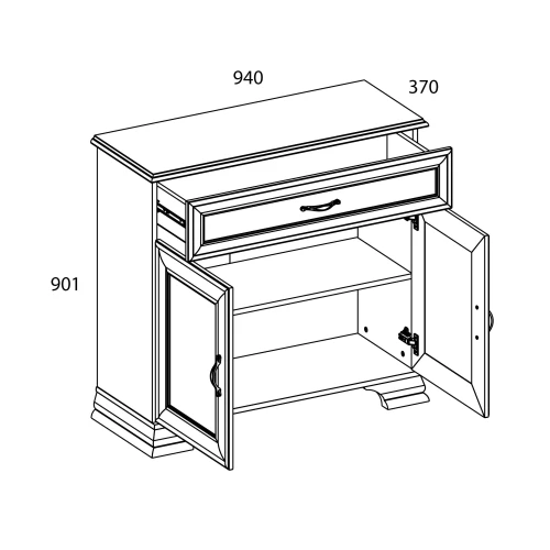 Тумба 2D1S, TIFFANY, цвет вудлайн кремовый