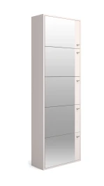 Обувной шкаф 5 Родная с зеркалом, Белый  Шёлк