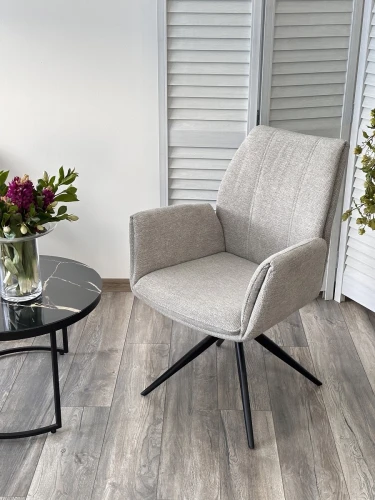 Стул YOZEF 360 град. поворот. KN01-04 Светло-серый, ткань / Черный, ®DISAUR