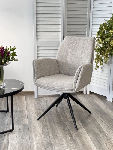 Стул YOZEF 360 град. поворот. KN01-04 Светло-серый, ткань / Черный, ®DISAUR