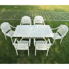 Обеденная группа из литого алюминия стол Вулкан(175х90)  + 6 кресел Вулкан-2 (7 предметов) белый