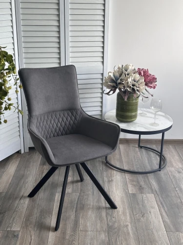 Стул GALAXY, 360 град. поворот. B28 Темно-серый, велюр / черный каркас, М-City