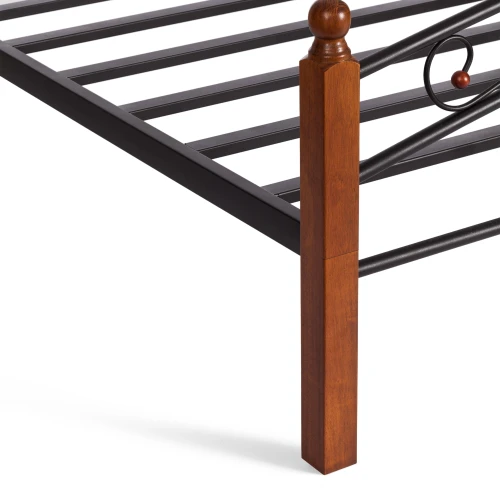 Кровать AT-8077 дерево гевея/металл, 160*200 см (Queen bed), красный дуб/черный
