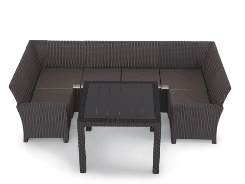 Комплект садовой мебели под ротанг Калифорния “California“ с П- образный диваном 136х264х136 см  с  подушками со столом