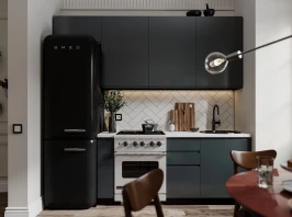 Модульная кухня Маори 2400 Нуар Эмаль прямая