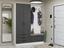 Готовая прихожая Стиль-03 Stormy Silk Белый