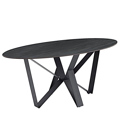 DT555 Стол обеденный AustriIia sand black 180*90*75,керамическая столешница, основание металл черный