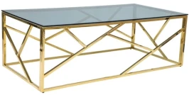 CS-05G Стол Журнальный стеклянный тонированный 120*60*40, основание металл золото