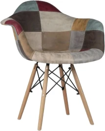 GH8533 Стул мягкий с подлокотниками, пэчворк КОРИЧНЕВЫЙ экокожа, каркас бук