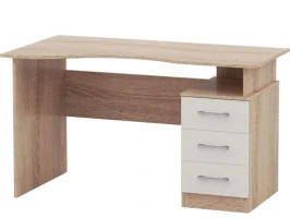 Стол «Гарвард» эргономик 130 3ящ ЛВ, Дуб сонома/Белый