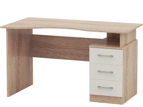 Стол «Гарвард» эргономик 130 3ящ ЛВ, Дуб сонома/Белый