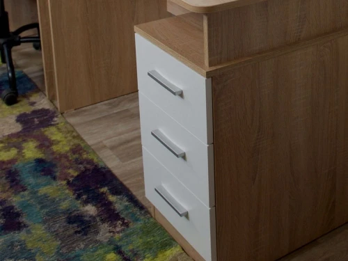 Стол «Гарвард» эргономик 130 3ящ ЛВ, Дуб сонома/Белый