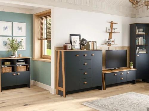 Тумба под ТВ «Скандинавия 2Я2Д» КМК 0905.23, Графит/ дуб наварра