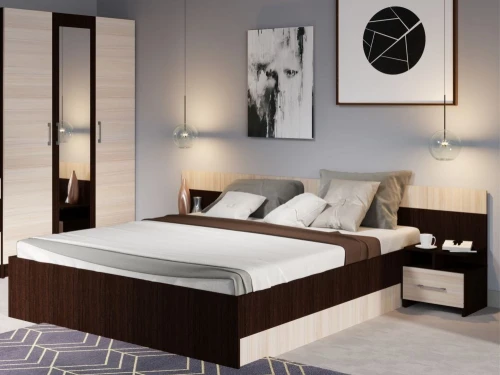 Спальня «Алена» 3 дв. шк, Венге/Дуб молочный