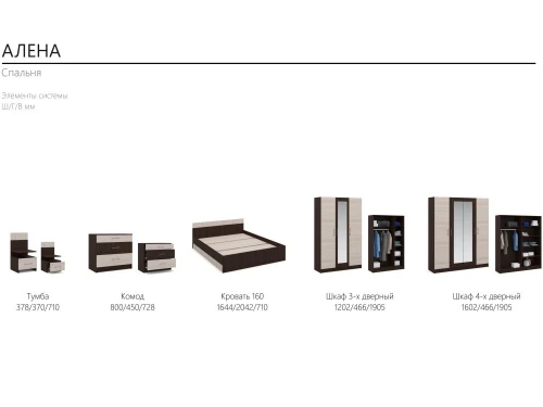 Спальня «Алена» 3 дв. шк, Венге/Дуб молочный