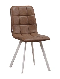 C919/DC809 Стул мягкий, СВЕТЛО-КОРИЧНЕВЫЙ#99-55 экокожа, каркас металл белый КВАДРАТ