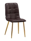 C919/DC809 Стул мягкий, ТЕМНО-КОРИЧНЕВЫЙ#19-7 экокожа, каркас металл золото КРУГЛЫЙ