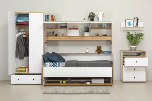 Шкаф для одежды Вуди 13.138, Белый премиум, Дуб Золотой