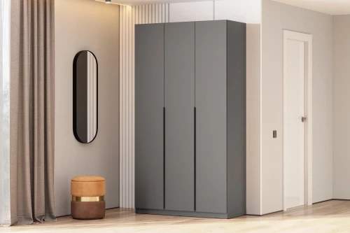 Шкаф распашной с наполнением (9 полок + 2 ящика) ШК 5 (1200), Графит