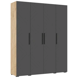 Шкаф четырехстворчатый Флэш (1800), Браш Графит, Дуб крафт