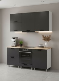 Готовая кухня МК Аленушка 1,8м Астра Лаванда Сталь,скоба черный,сонома