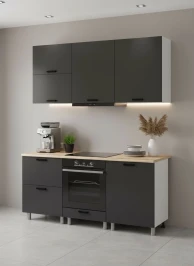 Готовая кухня МК Аленушка 1,8м Астра Лаванда Сталь,скоба черный,сонома