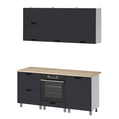 Готовая кухня МК Аленушка 1,8м Астра Лаванда Сталь,скоба черный,сонома