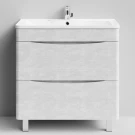 Тумба Адель 80 напольный, Белый камень ПВХ 57805 Vodok с раковиной в комплекте