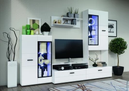 Гостиная Нэнси Вариант №3, Белый глянец холодный, Белый