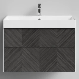 Тумба Катарини, 85 подвесной, Дуб серый Vodok с раковиной в комплекте