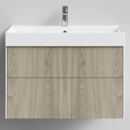 Тумба Лоренцо, 85 подвесной, Дуб цвет 22 Vodok с раковиной в комплекте