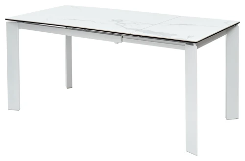 Стол CORNER 120 HIGH GLOSS STATUARIO керамика, стекло/ белый каркас, ®DISAUR