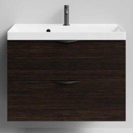 Тумба Марко 80 подвесной, ручки Черные, Палисандр ПВХ 43101 Vodok с раковиной в комплекте