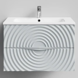 Тумба Эйфория 80 F1, пример RAL 7040 Серое окно, матовая, 2 ящика, подвесной Vodok с раковиной в комплекте