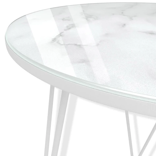 Столик журнальный SHT-CT27 белый муар/белый мрамор