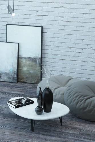 Стол журнальный Дадли белый бетон/чёрный