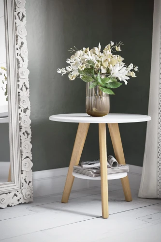 Стол журнальный ХОГ белый/дуб светлый